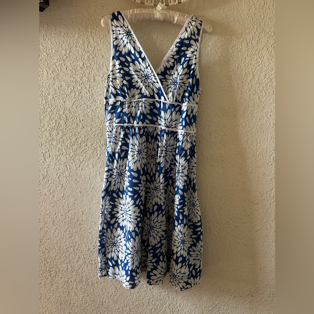 George Blue and White V-Neck Mini Sundress